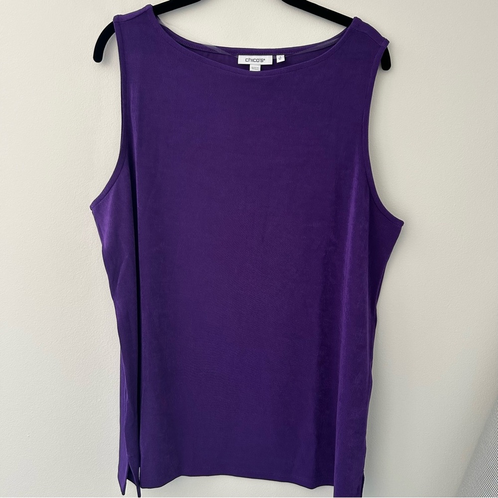 Chico's Travelers™ Side Slit Tank Midnight Orchid XL